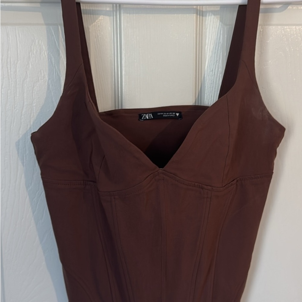 Zara Chocolate Brown Corset Top